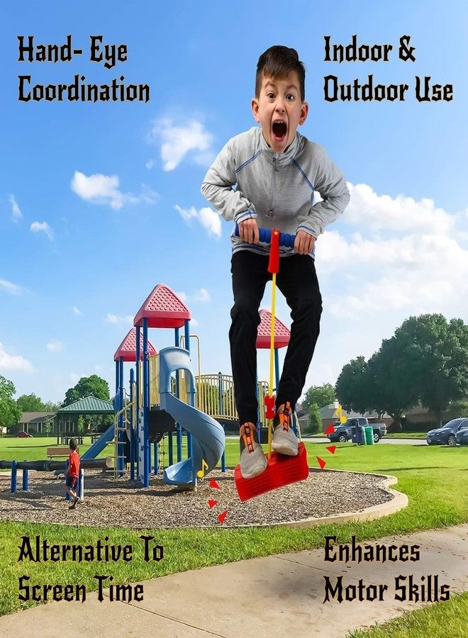 عصا القفز Care24 Kids Pogo Jumper ممتعة وآمنة للأطفال الصغار، عصا قفز متينة من الفوم المطاطي تصدر أصوات صرير، تحسن التوازن، لعبة نطاطة للأعمار من 3 سنوات فما فوق - لون عشوائي (عبوة من قطعتين) - Image 5